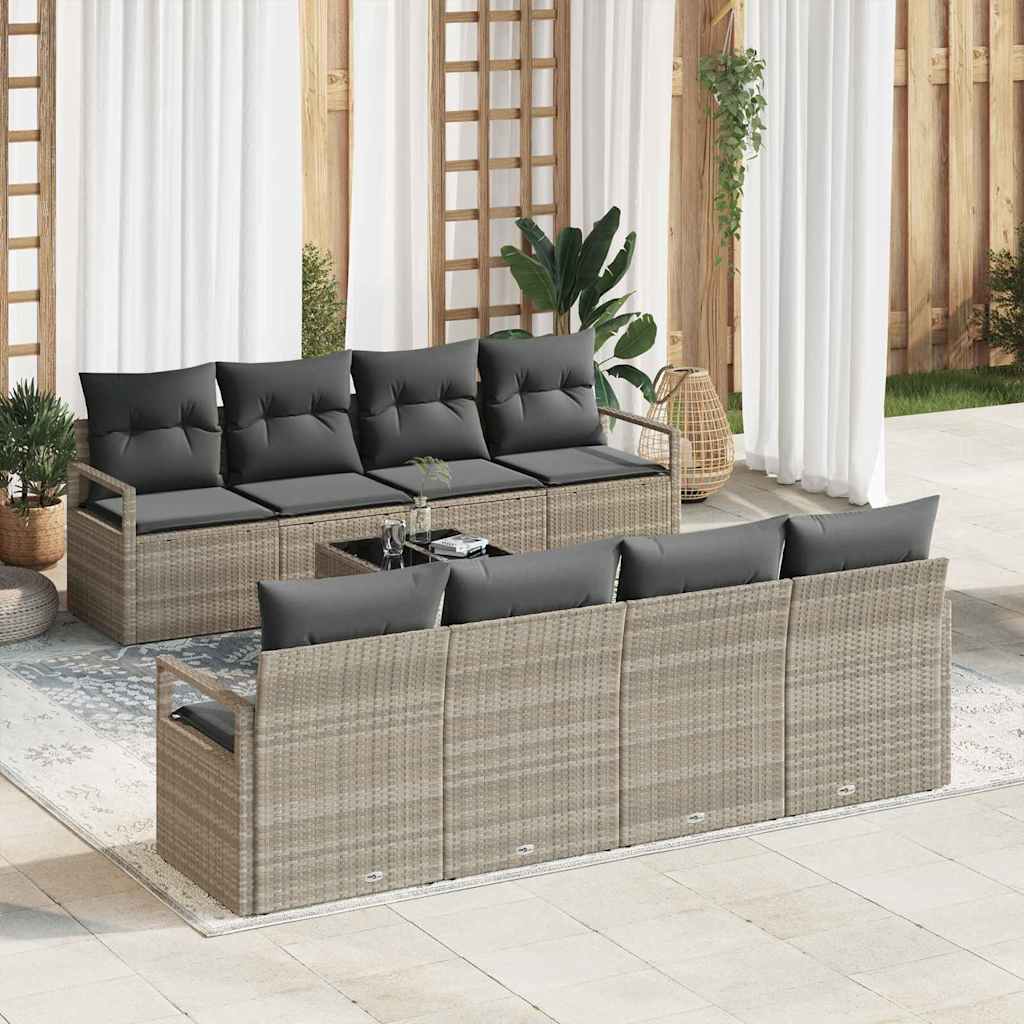 Garten-Sofa-Set 9 pcs Hellgrau und Dunkelgrau 55 x 55 x 37 cm